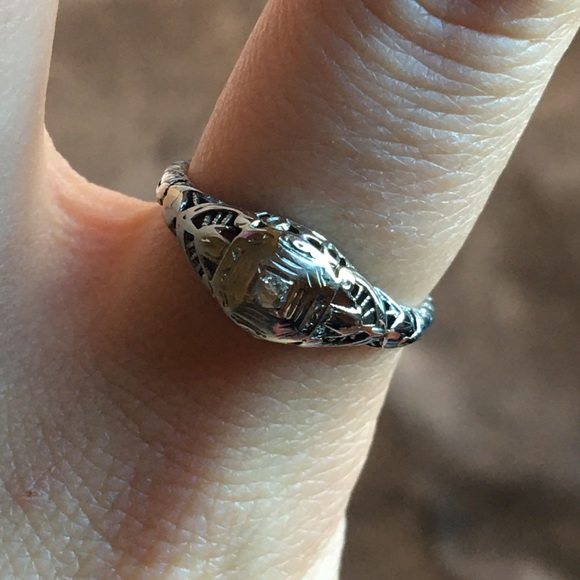 14k white gold filigree ring - Picture 14 of 15